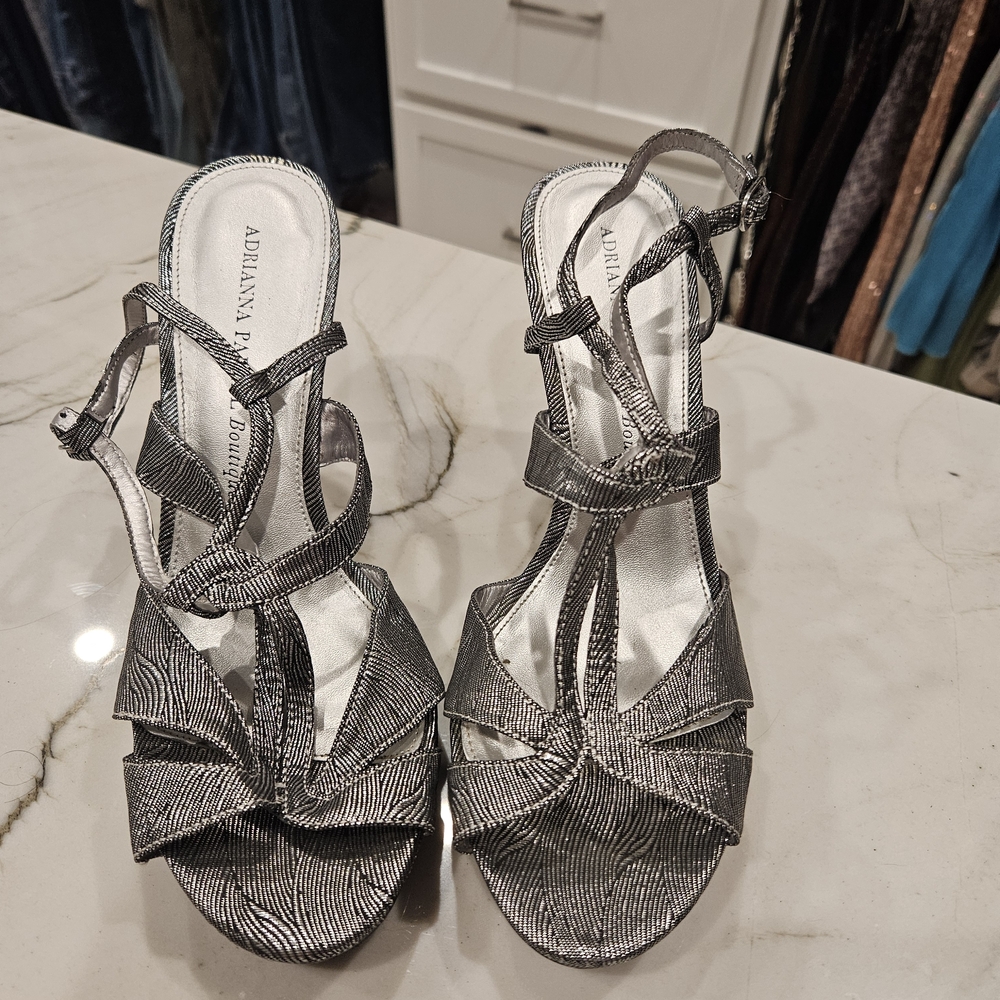 Adrianna Papell Metallic Strappy Heels